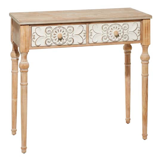Brown Farmhouse Wood Console Table, 33" x 36"
